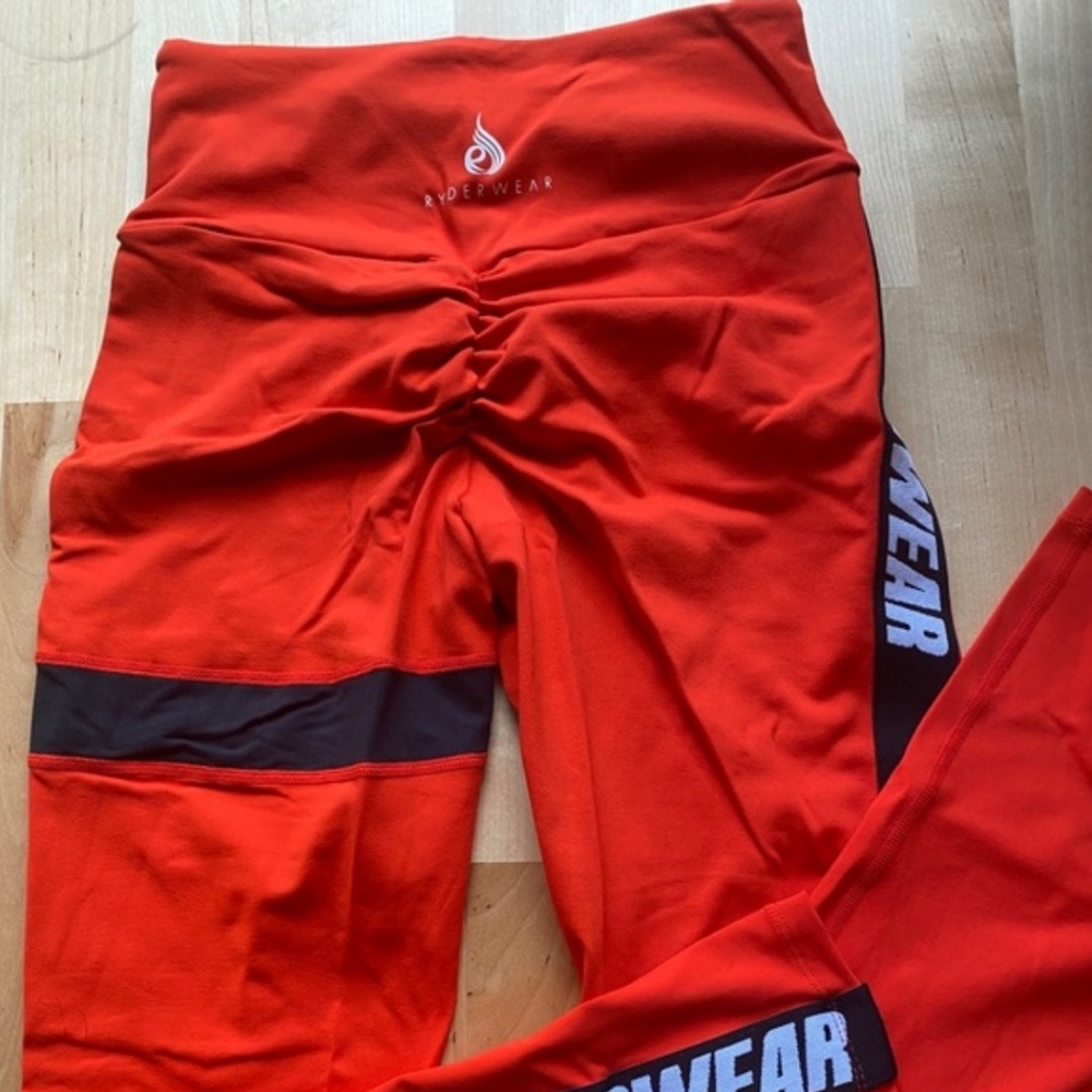 Ryderwear Logo Leggings Red and Black - Picture 3 of 4